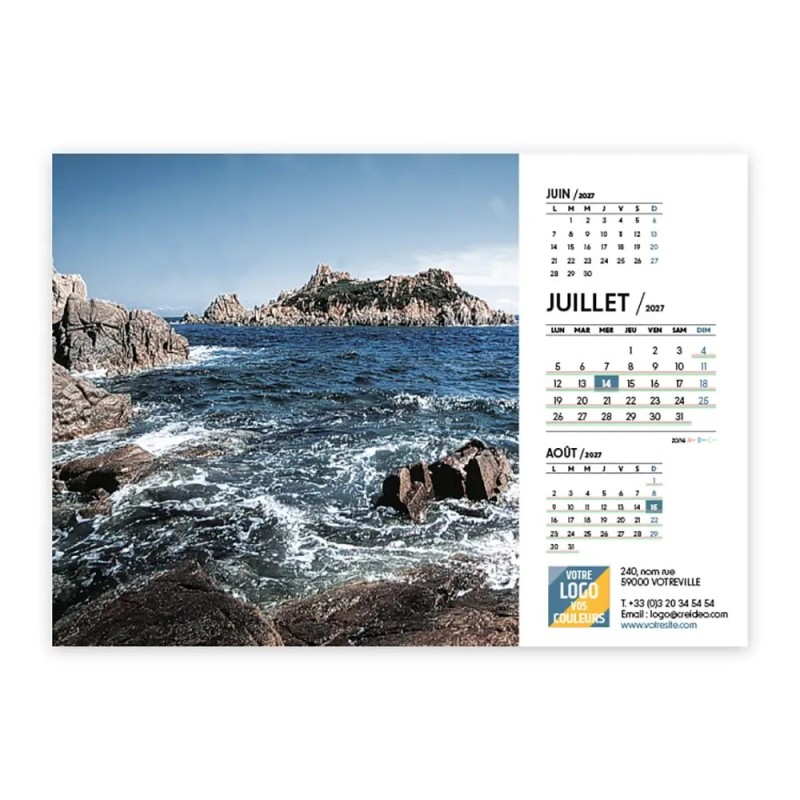Calendrier chevalet A5 (21x15 cm) personnalisé - Littoral
