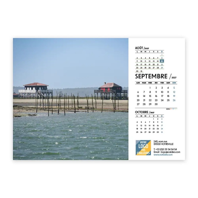 Calendrier chevalet A5 (21x15 cm) personnalisé - Littoral