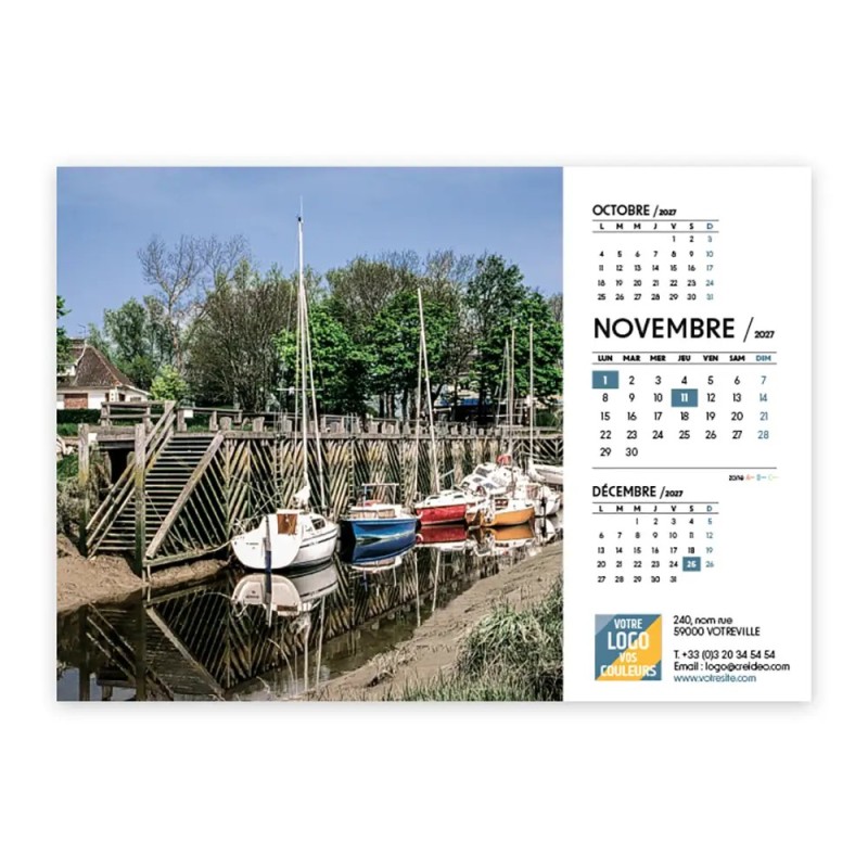 Calendrier chevalet A5 (21x15 cm) personnalisé - Littoral