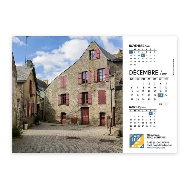 Calendrier chevalet A5 (21x15 cm) personnalisé - Littoral