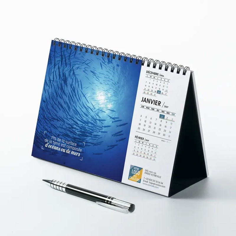 Calendrier chevalet A5 (21x15 cm) personnalisé - Océan