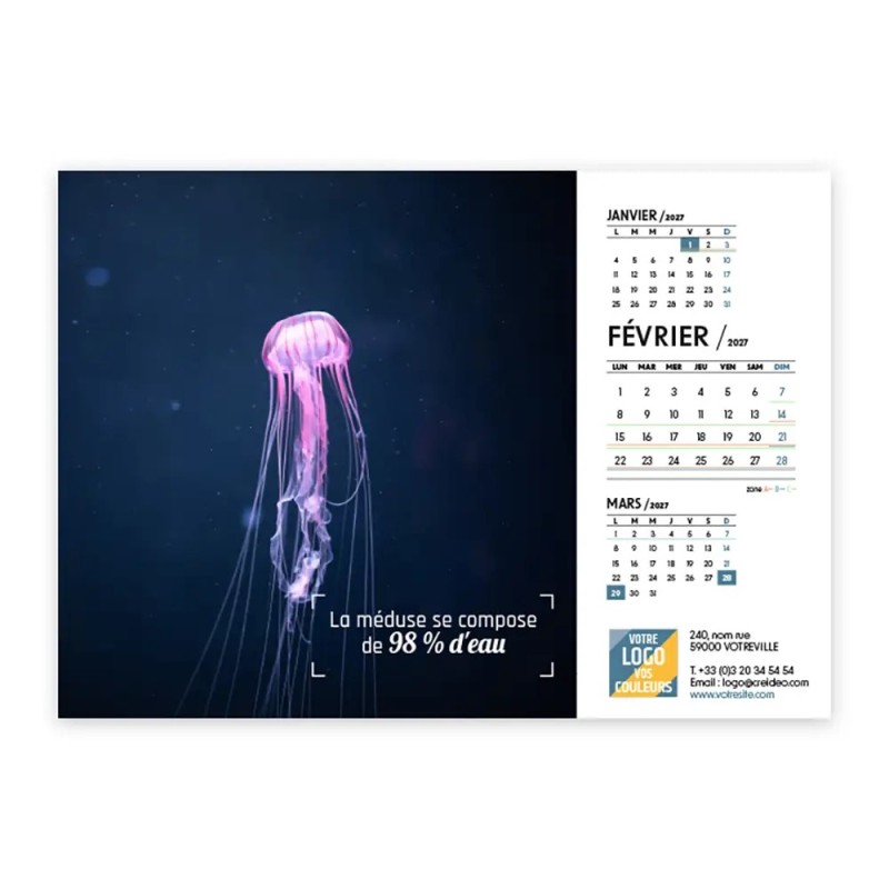 Calendrier chevalet A5 (21x15 cm) personnalisé - Océan