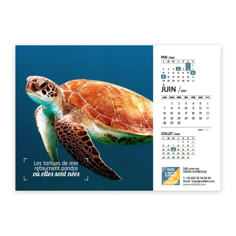 Calendrier chevalet A5 (21x15 cm) personnalisé - Océan