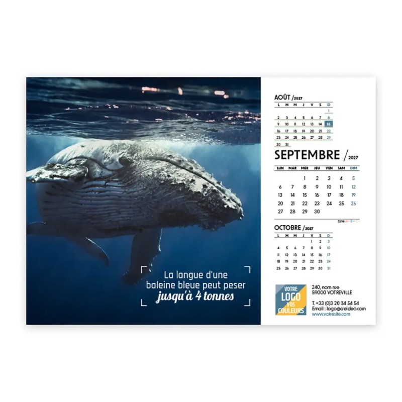 Calendrier chevalet A5 (21x15 cm) personnalisé - Océan
