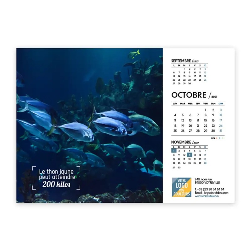 Calendrier chevalet A5 (21x15 cm) personnalisé - Océan