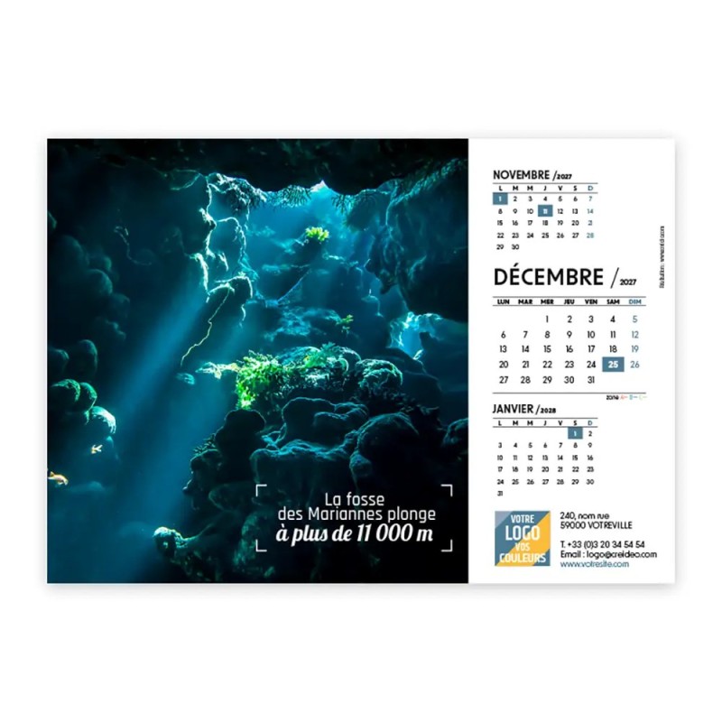 Calendrier chevalet A5 (21x15 cm) personnalisé - Océan