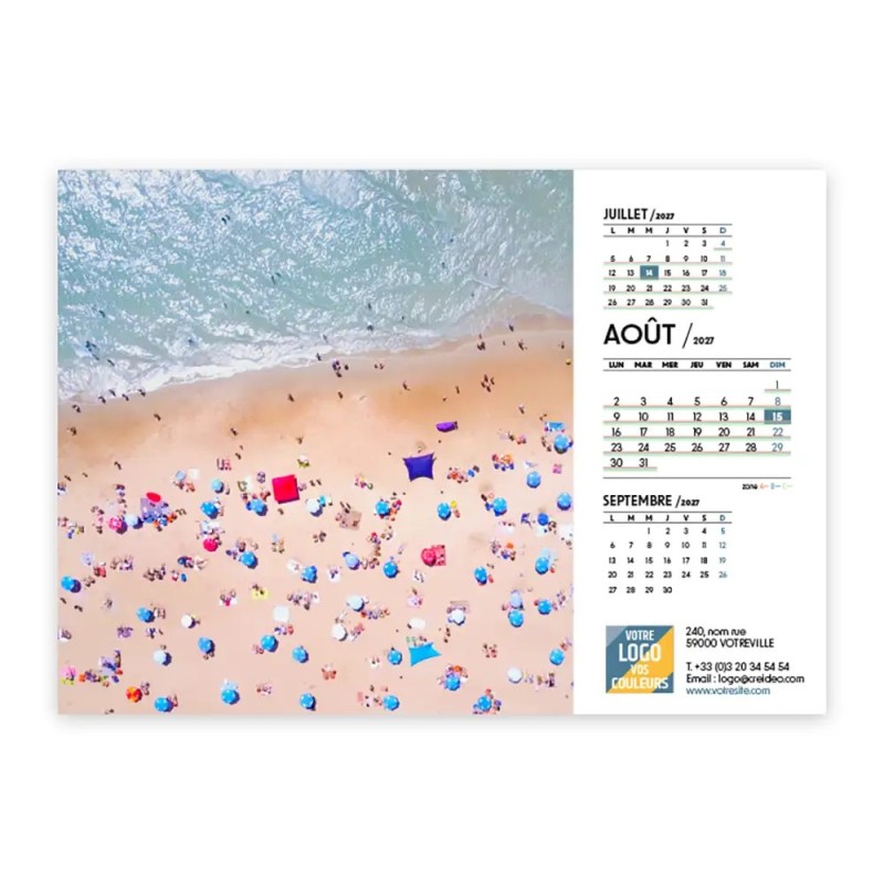 Calendrier chevalet A5 (21x15 cm) personnalisé - Vue du ciel