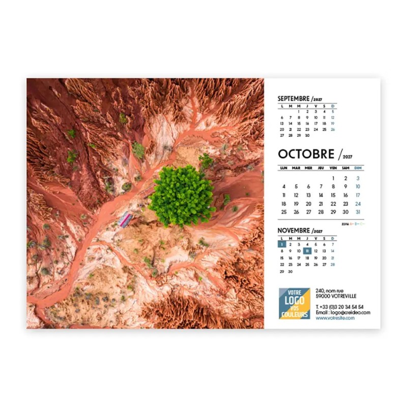 Calendrier chevalet A5 (21x15 cm) personnalisé - Vue du ciel
