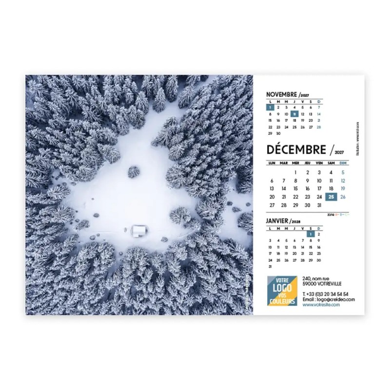 Calendrier chevalet A5 (21x15 cm) personnalisé - Vue du ciel