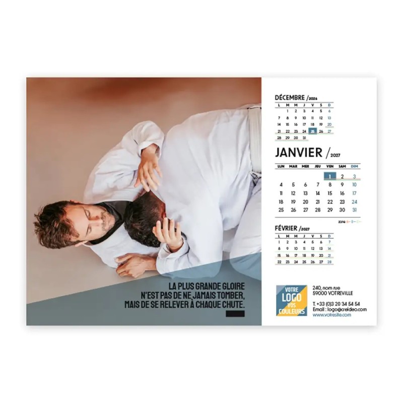 Calendrier chevalet A5 (21x15 cm) personnalisé - Citations sport