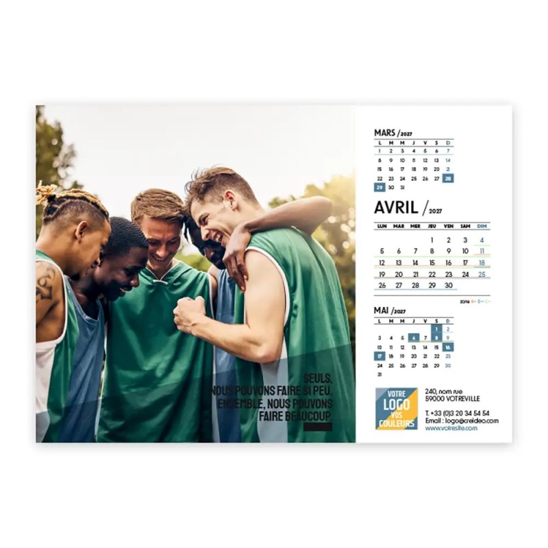 Calendrier chevalet A5 (21x15 cm) personnalisé - Citations sport