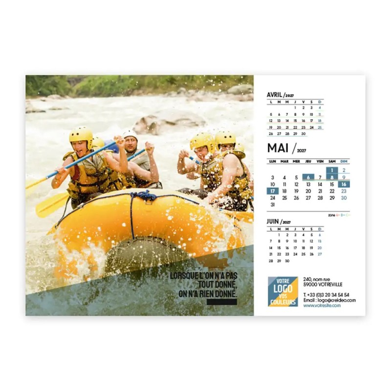 Calendrier chevalet A5 (21x15 cm) personnalisé - Citations sport