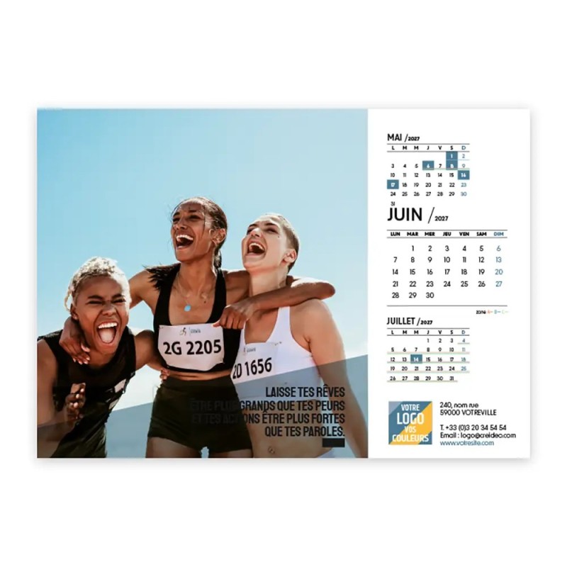 Calendrier chevalet A5 (21x15 cm) personnalisé - Citations sport