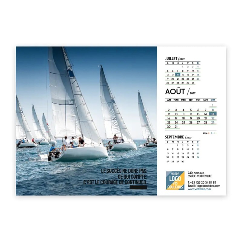Calendrier chevalet A5 (21x15 cm) personnalisé - Citations sport
