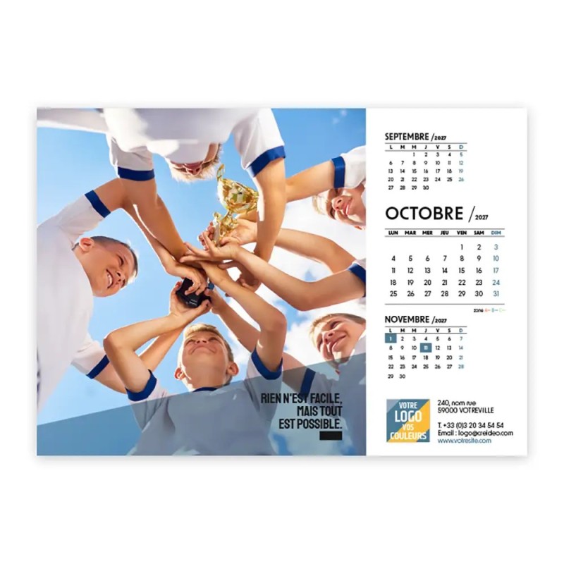 Calendrier chevalet A5 (21x15 cm) personnalisé - Citations sport