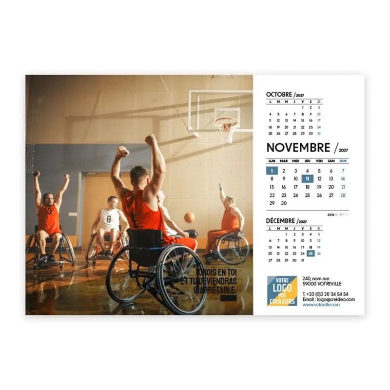 Calendrier chevalet A5 (21x15 cm) personnalisé - Citations sport