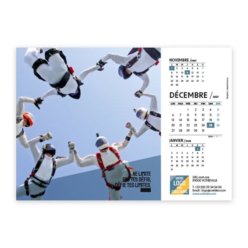 Calendrier chevalet A5 (21x15 cm) personnalisé - Citations sport