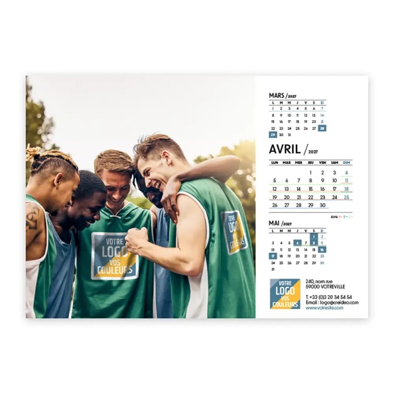 Calendrier chevalet A5 (21x15 cm) personnalisé - Logo intégré valeurs du sport