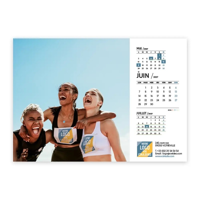 Calendrier chevalet A5 (21x15 cm) personnalisé - Logo intégré valeurs du sport