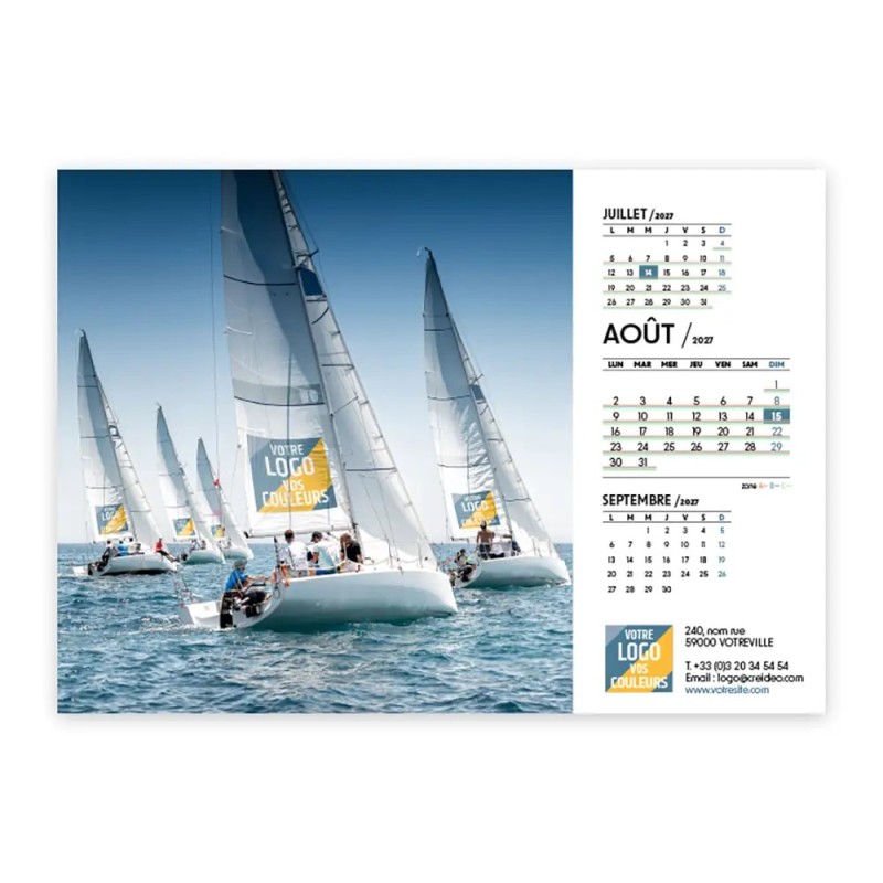 Calendrier chevalet A5 (21x15 cm) personnalisé - Logo intégré valeurs du sport