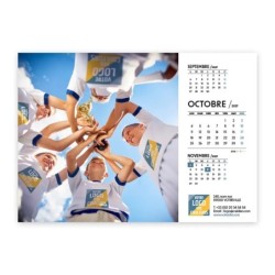 Calendrier chevalet A5 (21x15 cm) personnalisé - Logo intégré valeurs du sport