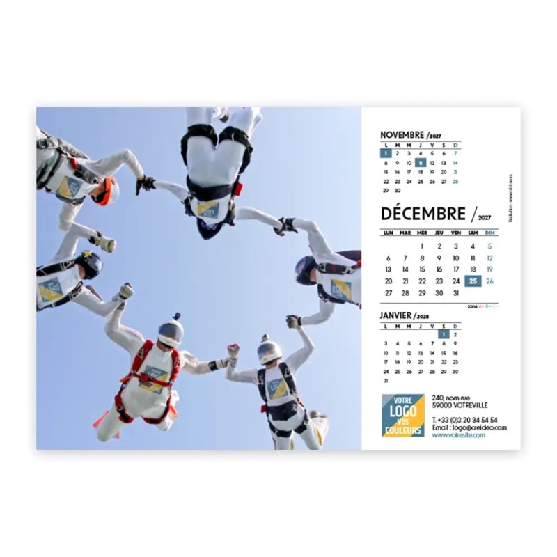 Calendrier chevalet A5 (21x15 cm) personnalisé - Logo intégré valeurs du sport