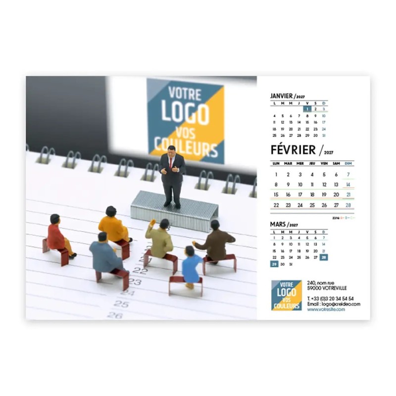 Calendrier chevalet A5 (21x15 cm) personnalisé - Logo intégré Miniature