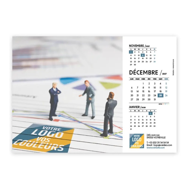 Calendrier chevalet A5 (21x15 cm) personnalisé - Logo intégré Miniature