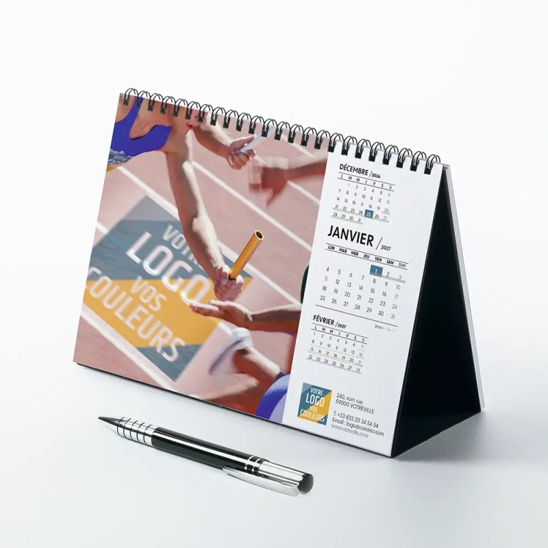 Calendrier chevalet A5 (21x15 cm) personnalisé - Logo intégré Performance