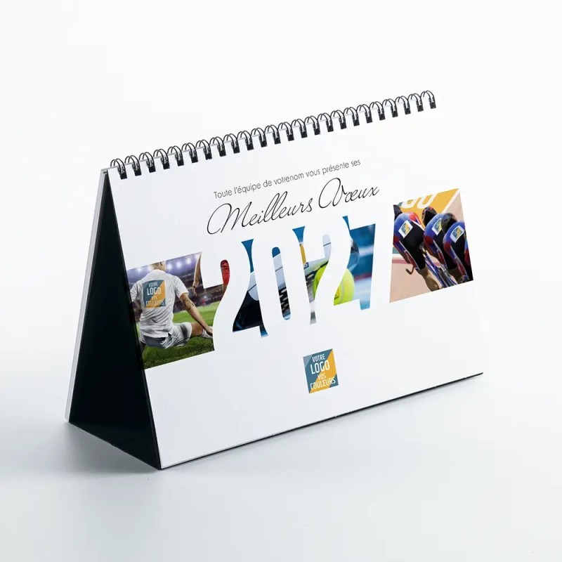 Calendrier chevalet A5 (21x15 cm) personnalisé - Logo intégré Performance