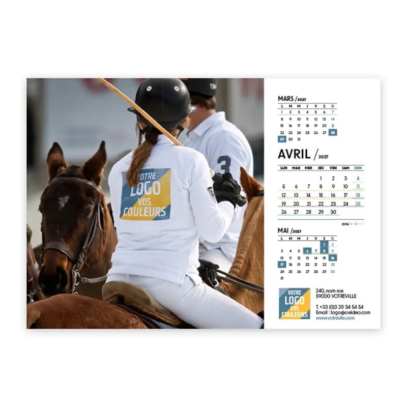 Calendrier chevalet A5 (21x15 cm) personnalisé - Logo intégré Performance