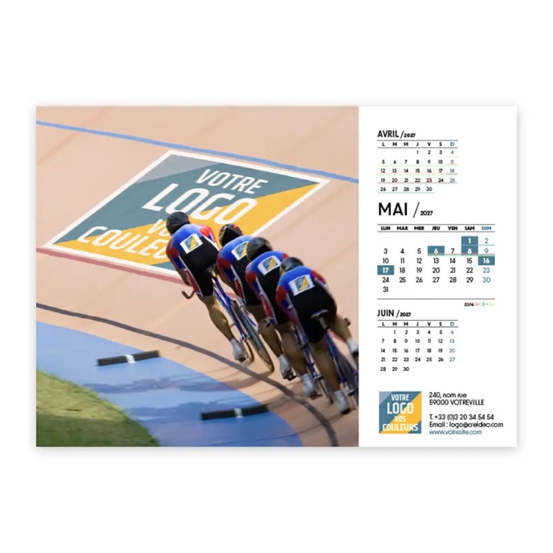 Calendrier chevalet A5 (21x15 cm) personnalisé - Logo intégré Performance