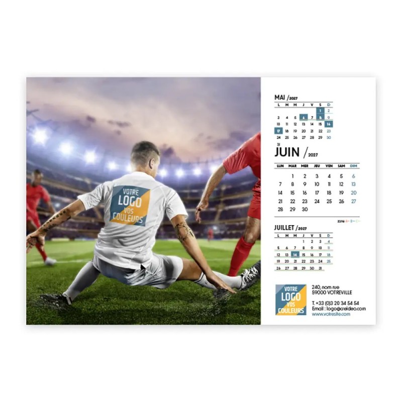 Calendrier chevalet A5 (21x15 cm) personnalisé - Logo intégré Performance