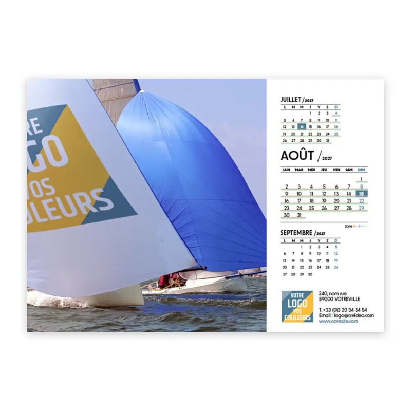 Calendrier chevalet A5 (21x15 cm) personnalisé - Logo intégré Performance