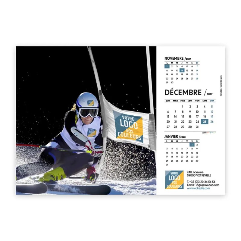 Calendrier chevalet A5 (21x15 cm) personnalisé - Logo intégré Performance