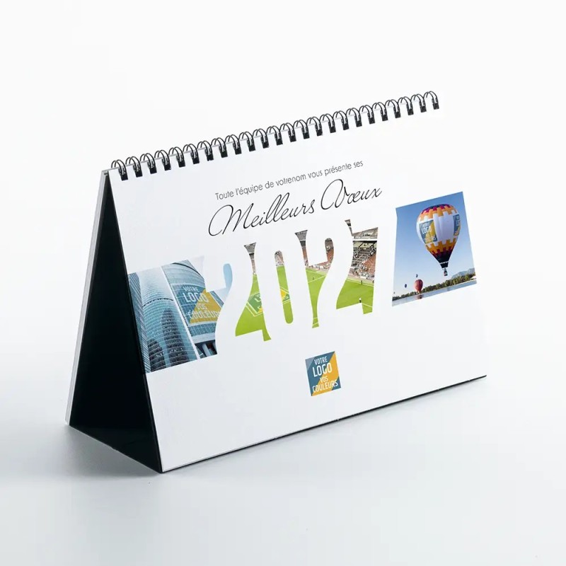 Calendrier chevalet A5 (21x15 cm) personnalisé - Logo intégré Giga