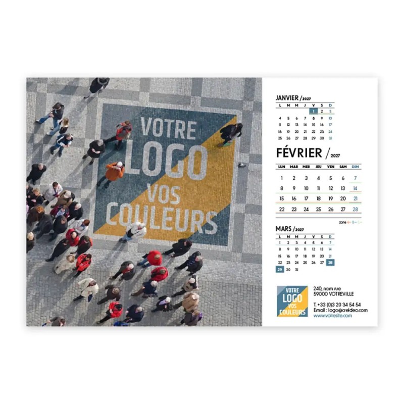 Calendrier chevalet A5 (21x15 cm) personnalisé - Logo intégré Giga