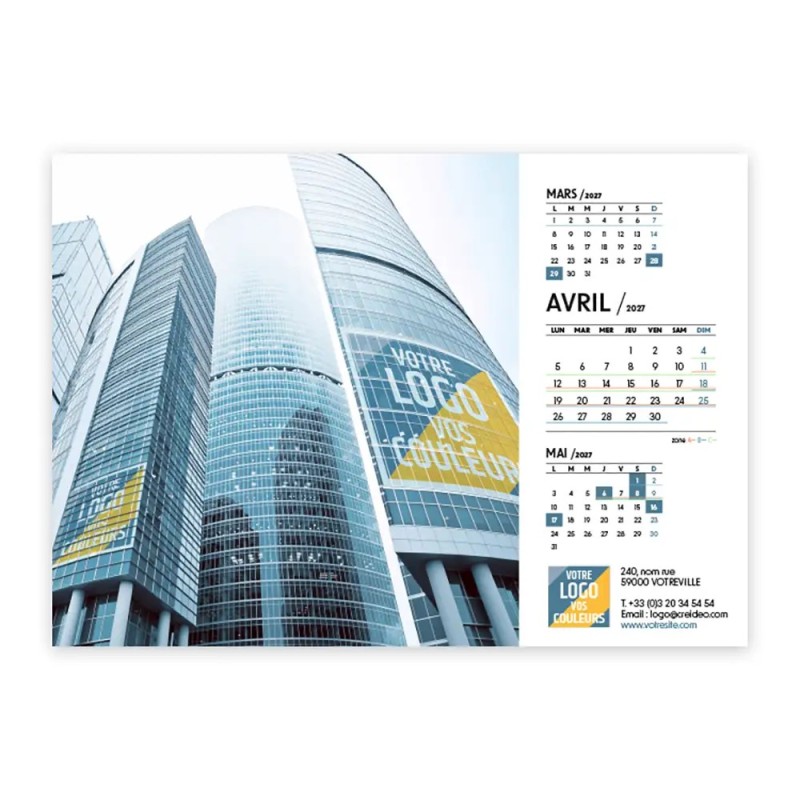 Calendrier chevalet A5 (21x15 cm) personnalisé - Logo intégré Giga