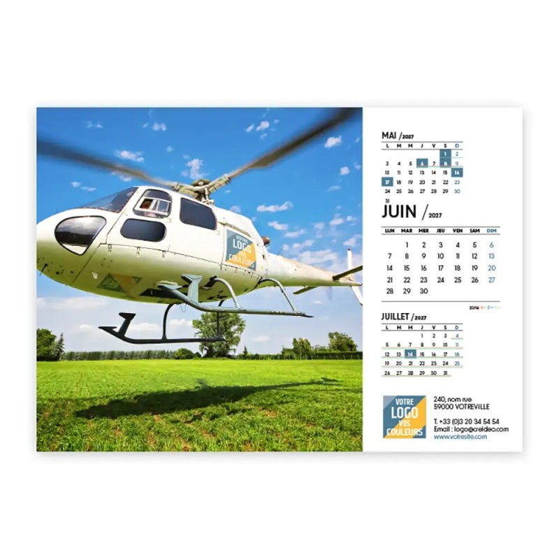Calendrier chevalet A5 (21x15 cm) personnalisé - Logo intégré Giga