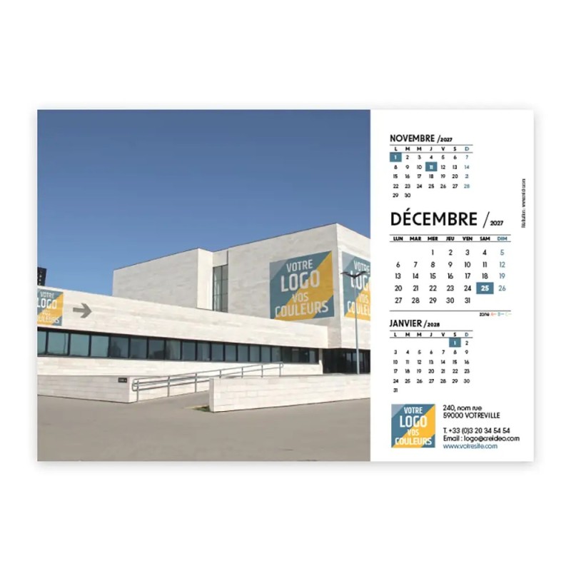 Calendrier chevalet A5 (21x15 cm) personnalisé - Logo intégré Giga