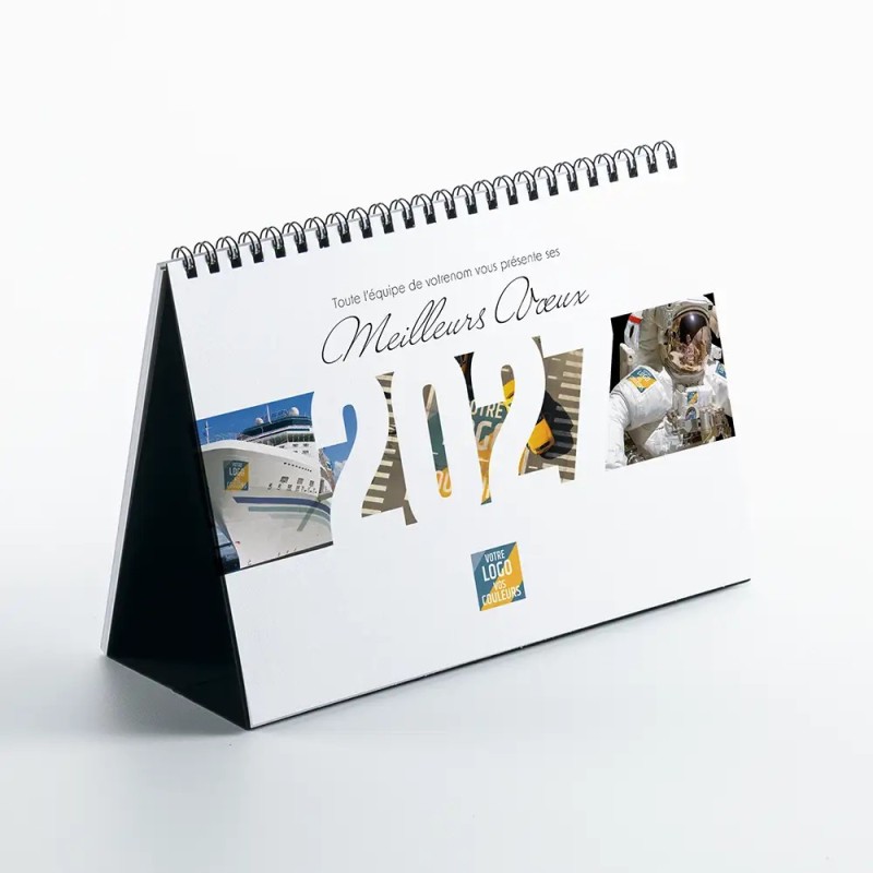Calendrier chevalet A5 (21x15 cm) personnalisé - Logo intégré Visio