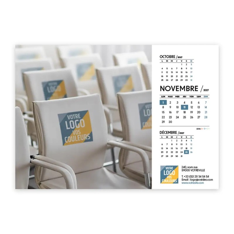 Calendrier chevalet A5 (21x15 cm) personnalisé - Logo intégré Visio
