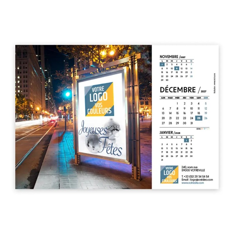 Calendrier chevalet A5 (21x15 cm) personnalisé - Logo intégré Visio