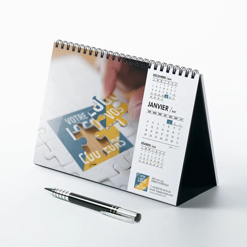 Calendrier chevalet A5 (21x15 cm) personnalisé - Logo intégré Réseau