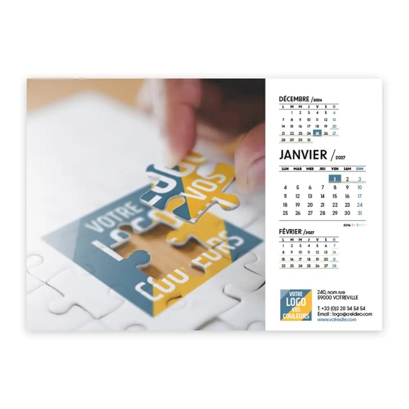 Calendrier chevalet A5 (21x15 cm) personnalisé - Logo intégré Réseau