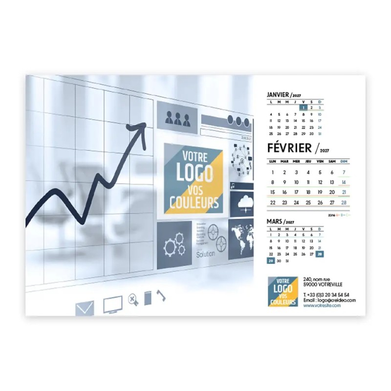 Calendrier chevalet A5 (21x15 cm) personnalisé - Logo intégré Réseau