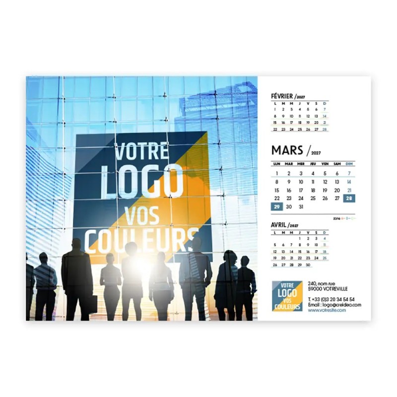 Calendrier chevalet A5 (21x15 cm) personnalisé - Logo intégré Réseau