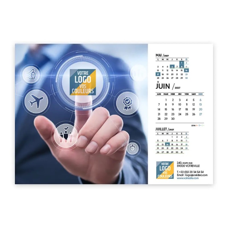 Calendrier chevalet A5 (21x15 cm) personnalisé - Logo intégré Réseau