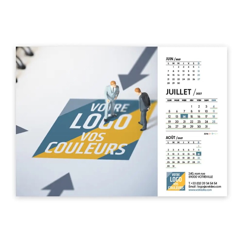 Calendrier chevalet A5 (21x15 cm) personnalisé - Logo intégré Réseau