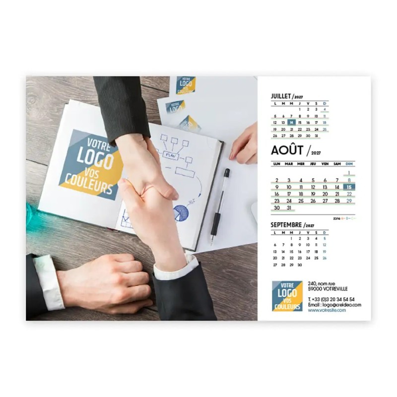 Calendrier chevalet A5 (21x15 cm) personnalisé - Logo intégré Réseau